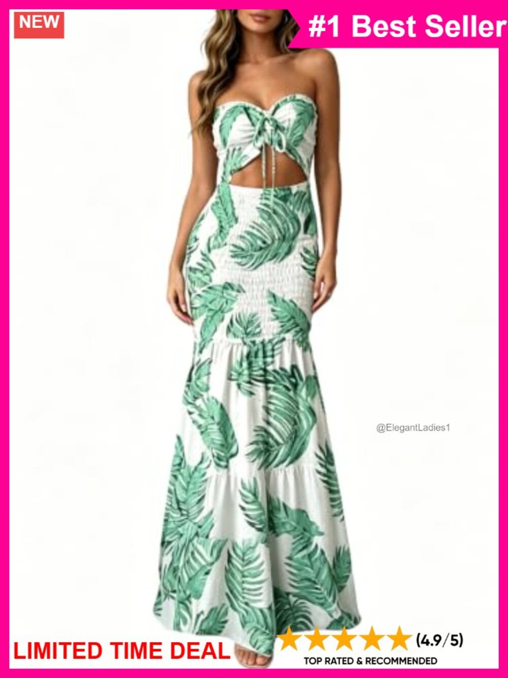 Floral Bandeau Convertible Ruched Mermaid Maxi Prom Dress